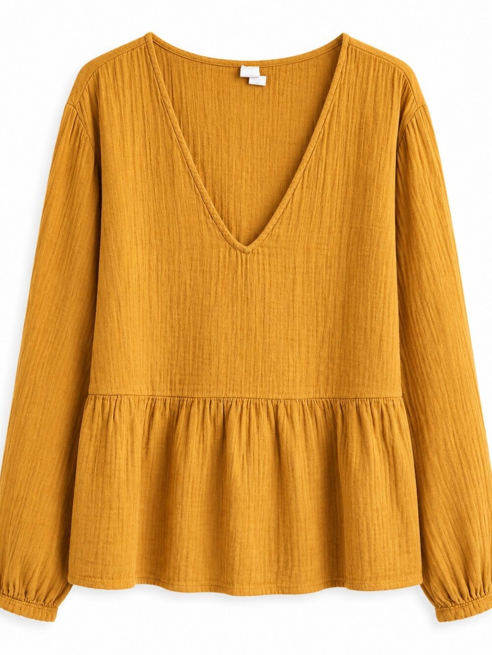 GAP Women's V-Neck Peplum Tunic - Mustard Yellow Size XXL